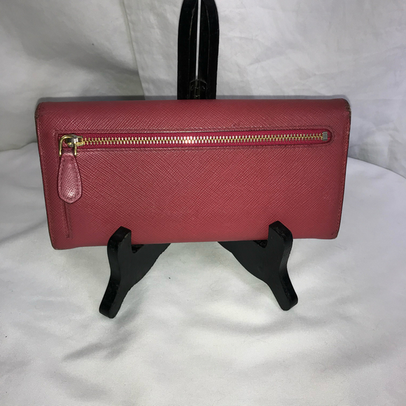 Prada Milano Pink Large Saffiano Leather Metal Detail Cont, card id Wallet COA - Picture 3 of 10